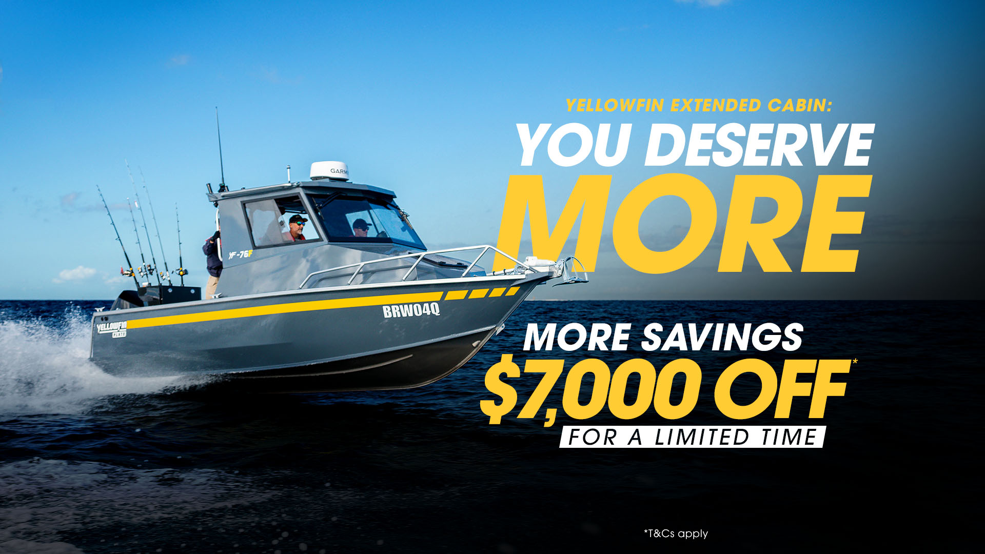 yellowfin extended cabin boat promotion